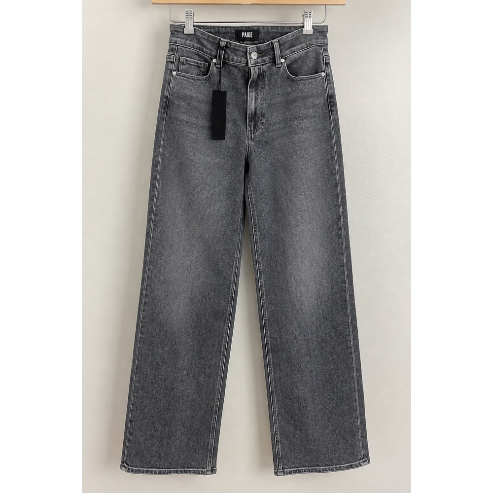 Paige Sasha High Rise Wide Leg Jeans Smokey Grey Black 27 NWT Modern School Fall